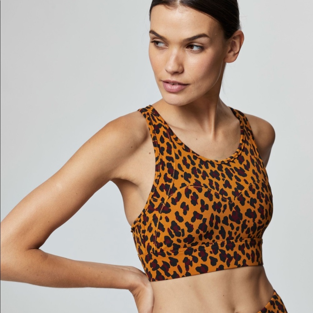 Varley Bassett Bra in yellow cheetah
